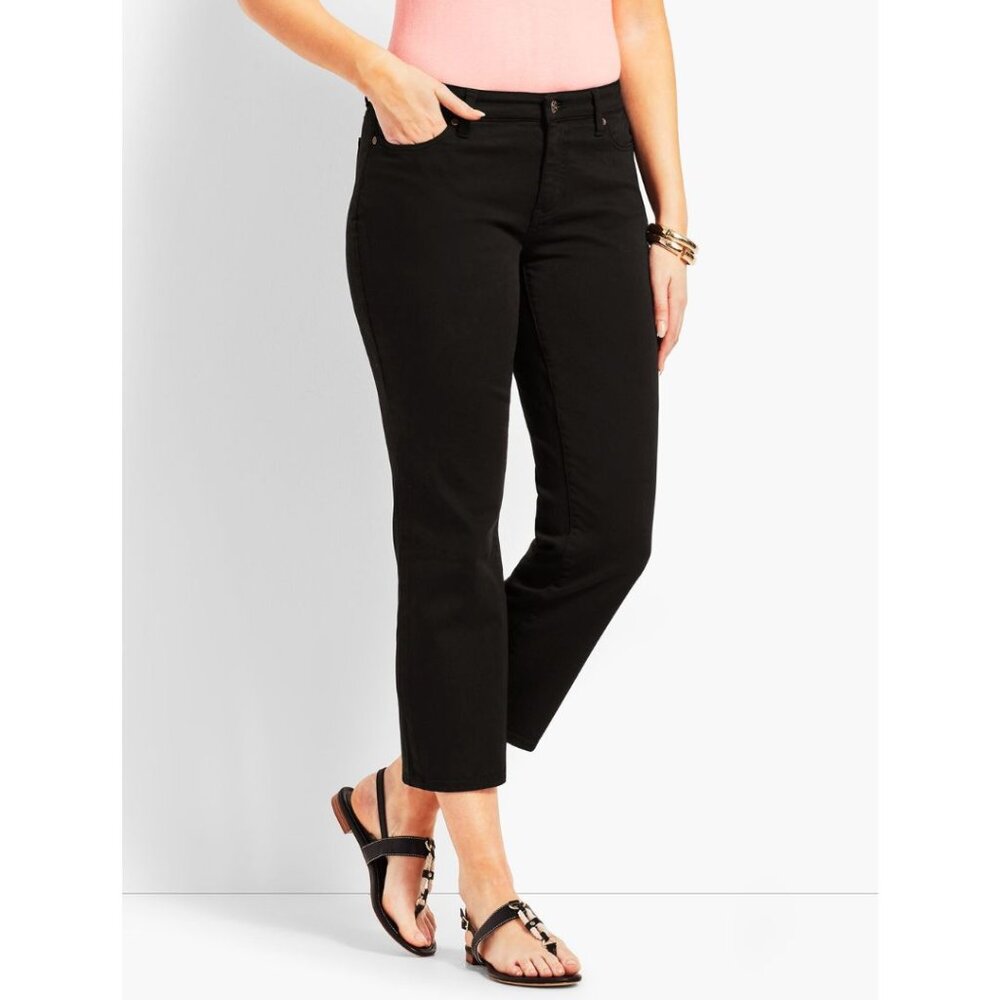 Talbots BLACK DENIM STRAIGHT LEG CROP - CURVY FIT Size 24W Capris
